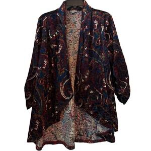 Avenue Burnout Velvet Kimono Cardigan Paisley Print 18/20 Bohemian Boho Goth